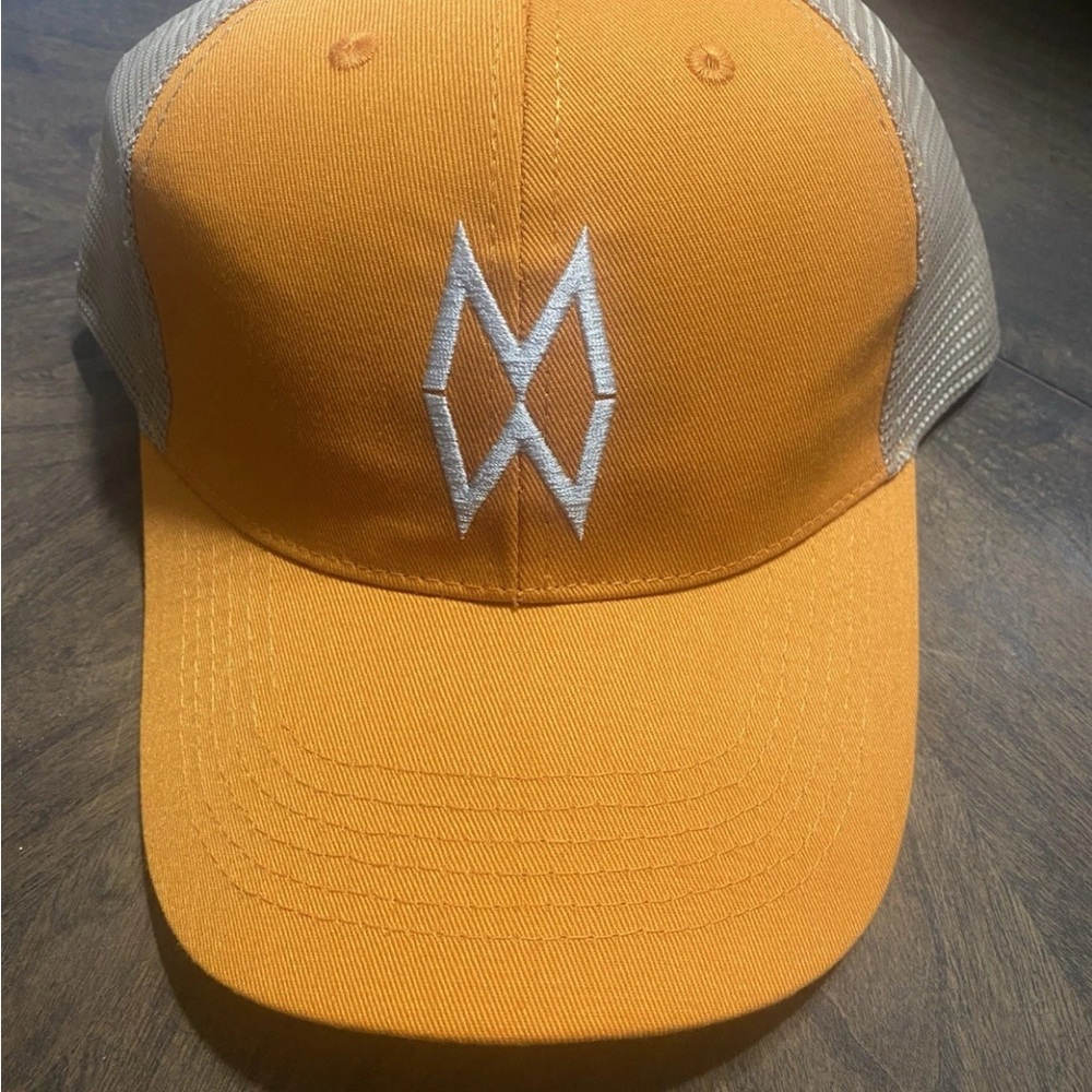 Orange and Gray Men's Hat with Embroidered Logo